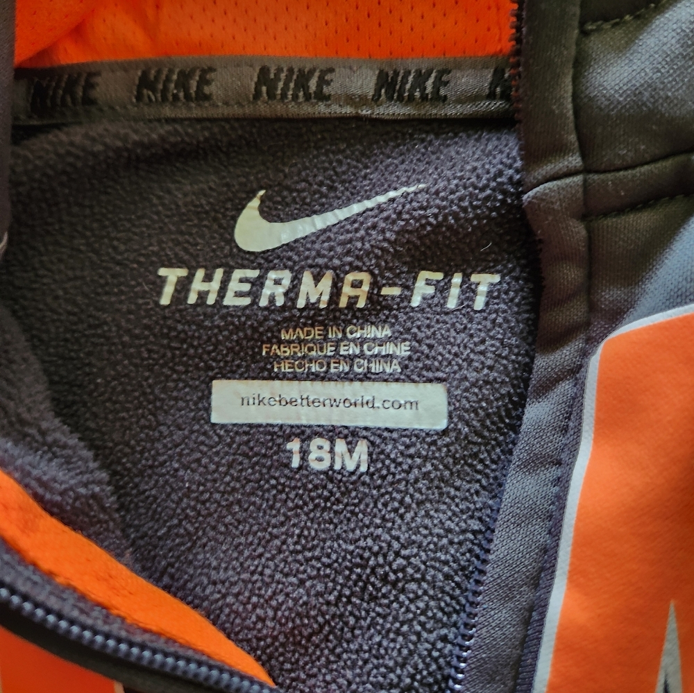 Toddler orange and gray Nike zip up, size 18m - Picture 3 of 4